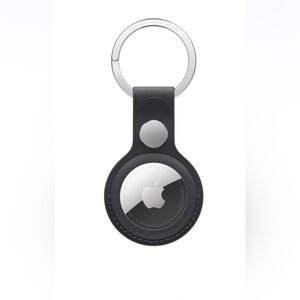 Apple Air Tag Fine Woven Leather Key Ring Black